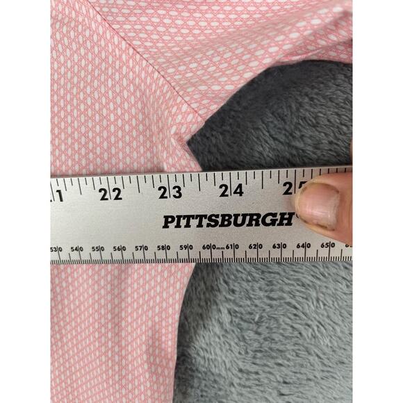 J. Ferrar Men's Dress Shirt XL 17-17½ 32-33 Pink Striped Slim Fit Stretch - Picture 7 of 8